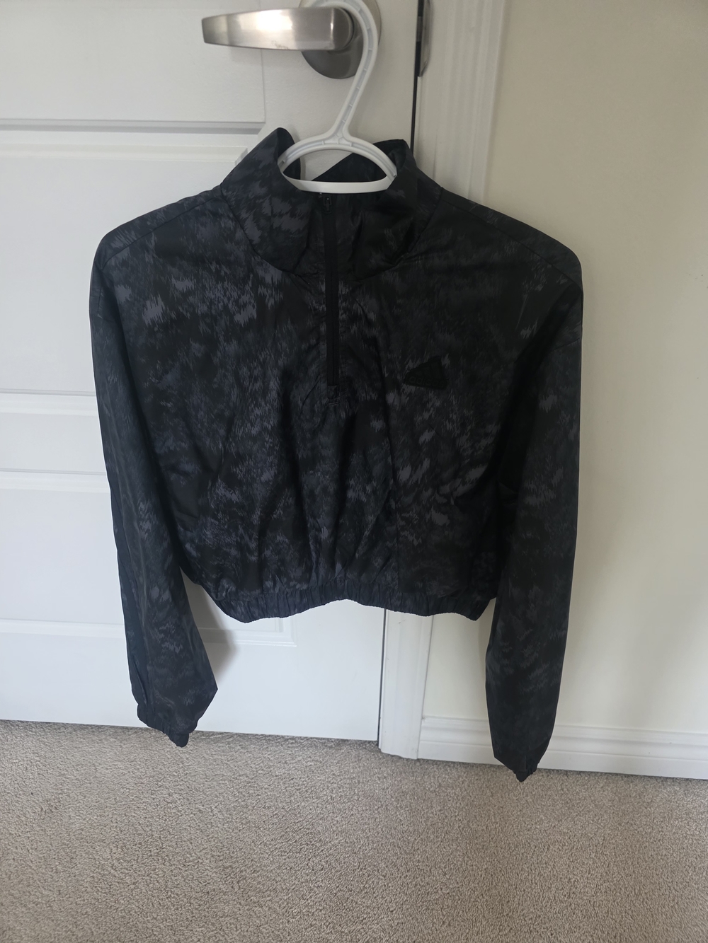 adidas Originals Black & Charcoal Cropped Windbreaker Jacket
